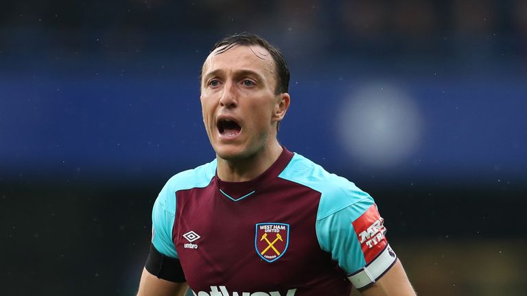 Mark Noble during the Premier League match between Chelsea and West Ham United at Stamford Bridge on April 8, 2018