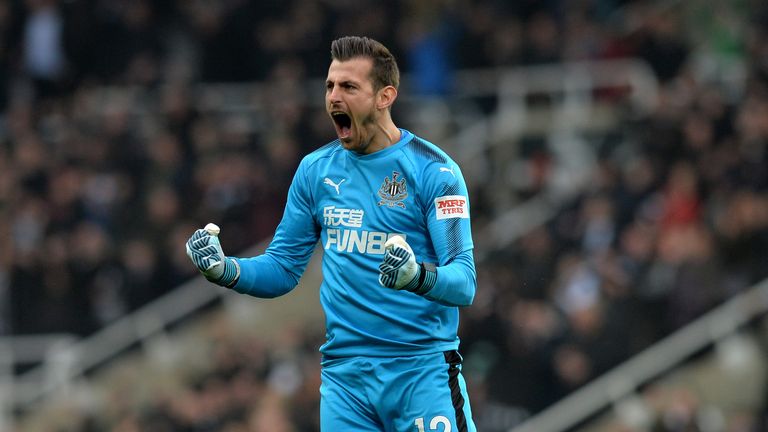 Martin Dubravka during the Premier League match between Newcastle United and Southampton at St. James Park on March 10, 2018 in Newcastle upon Tyne, England.