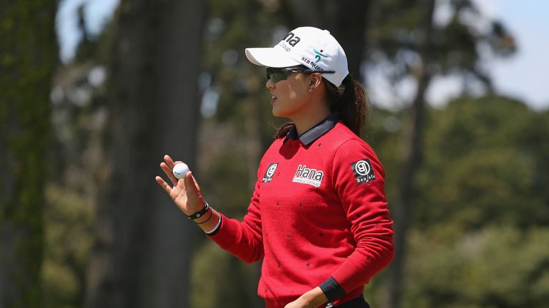 during the final round of the Mediheal Championship at Lake Merced Golf Club on April 29, 2018 in Daly City, California.  (Photo by Matt Sullivan/Getty Images)