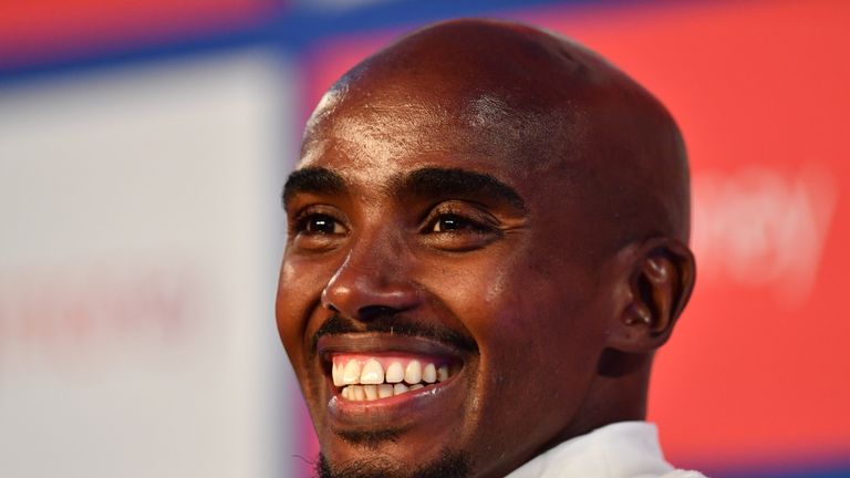 LONDON, ENGLAND - APRIL 17:   Mo Farah speaks during a Press Conference ahead of the Virgin Money London Marathon on April 17, 2018 in London, England. (Photo by Justin Setterfield/Getty Images)