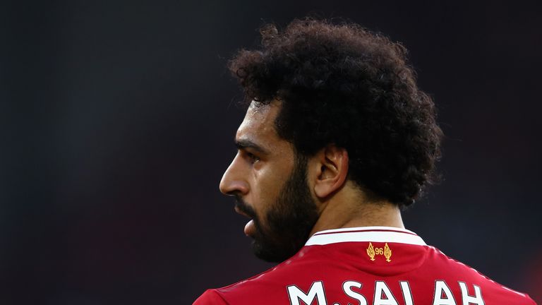 Mo Salah during the Premier League match between Liverpool and AFC Bournemouth at Anfield on April 14, 2018 in Liverpool, England.