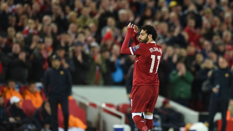 Mo Salah scored twice against Roma in Champions League semi-final first leg