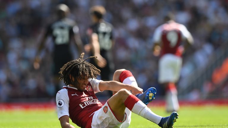 Mohamed Elneny during the Premier League match between Arsenal and West Ham United at Emirates Stadium on April 22, 2018 in London, England.