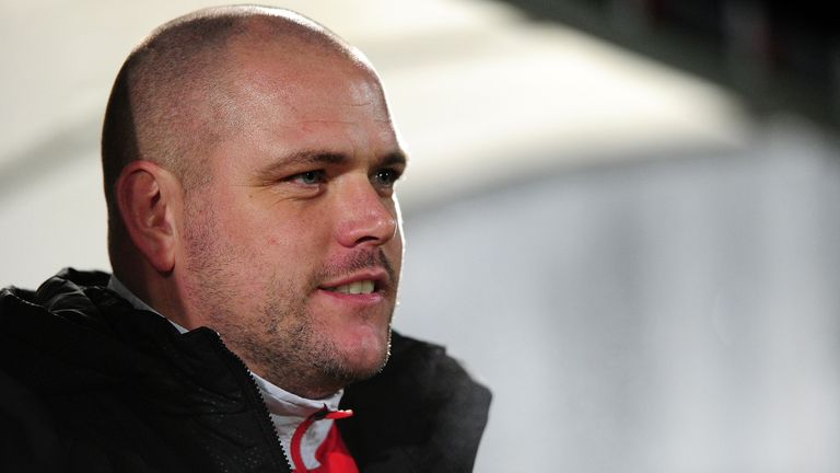 Morecambe manager Jim Bentley looks on during a match between Cheltenham Town and Morecambe at Whaddon Road on January 16, 2015 