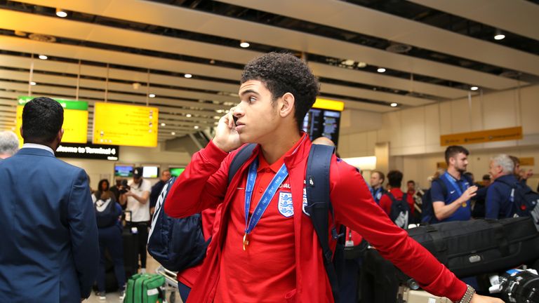 Wolves midfielder Morgan Gibbs-White returns from India with his Under-17 World Cup winners' medal