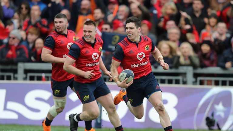 during the European Rugby Champions Cup match between Munster Rugby and RC Toulon at Thomond Park on March 31, 2018 in Limerick, Ireland.