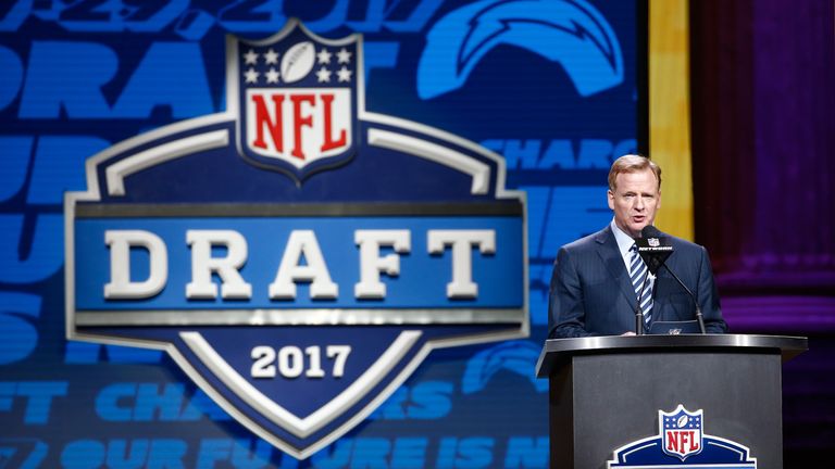 during the first round of the 2017 NFL Draft at the Philadelphia Museum of Art on April 27, 2017 in Philadelphia, Pennsylvania.