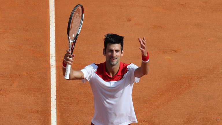 Serbia's Novak Djokovic acknowledges applause as he celebrates defeating compatriot Dusan Lajovic during their round of 64 tennis match at the Monte-Carlo ATP Masters Series Tournament, on April 16, 2018 in Monaco