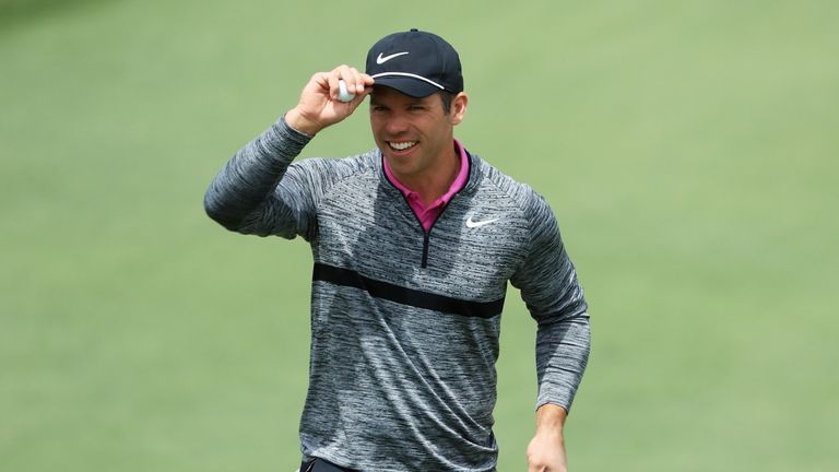 Paul Casey during the final round of the 2018 Masters Tournament at Augusta National Golf Club