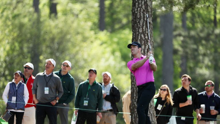 Paul Casey during the final round of the 2018 Masters Tournament at Augusta National Golf Club 