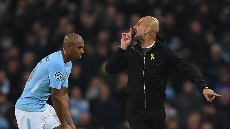 Pep Guardiola remonstrates with the officials during Manchester City's Champions League tie against Liverpool