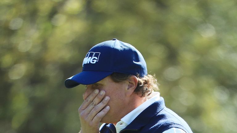 Phil Mickelson during the second round of the 2018 Masters Tournament at Augusta National Golf Club 