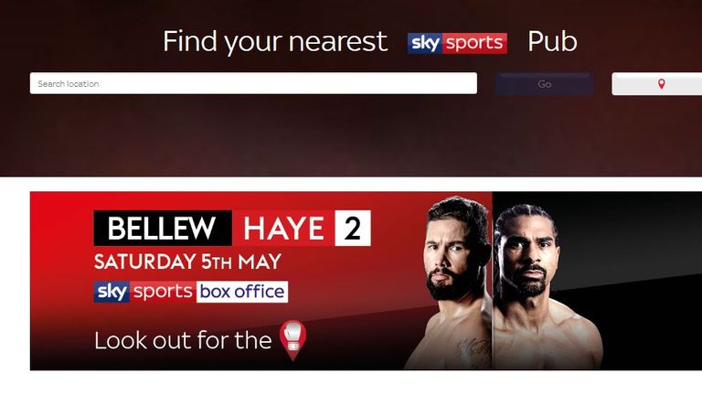 Find a  Sky Sports venue  showing the heavyweight rematch