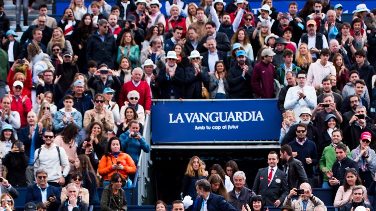 Rafael Nadal of Spain celebrates his victory against Stefanos Tsitsipas of Greece in their final match during day seven of the Barcelona Open Banc Sabadell on April 29, 2018 in Barcelona, Spain