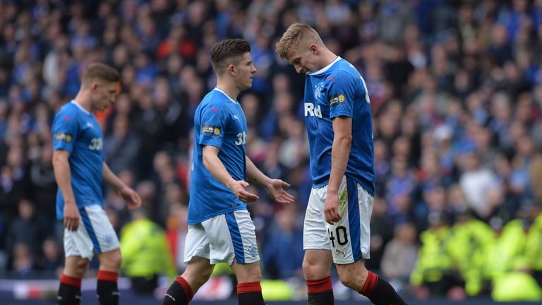 Players during the Scottish Cup Semi Final match between Rangers and Celtic at Hampden Park on April 15, 2018 in Glasgow, Scotland.