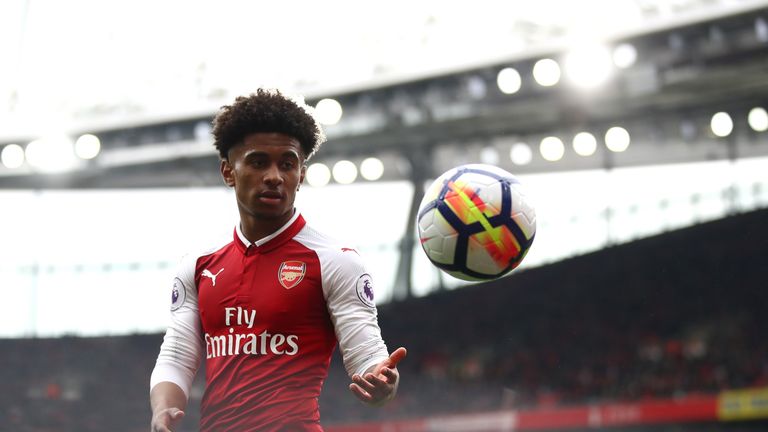 Reiss Nelson during the Premier League match between Arsenal and Southampton at Emirates Stadium on April 8, 2018