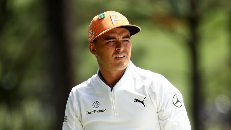 Rickie Fowler during the final round of the 2018 Masters Tournament at Augusta National Golf Club