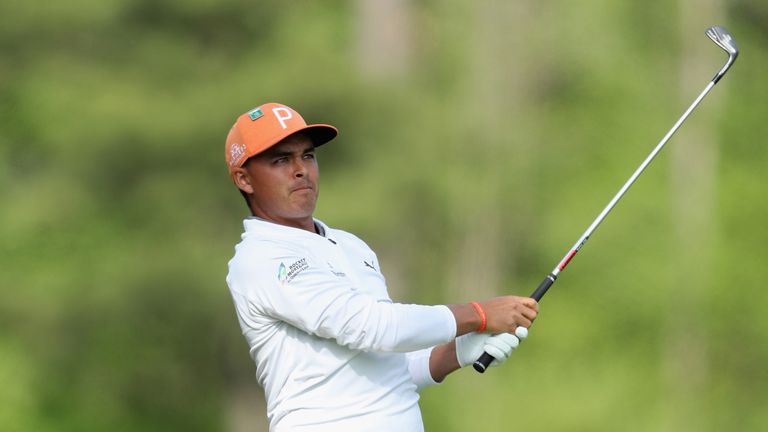 Rickie Fowler during the final round of the 2018 Masters Tournament at Augusta National Golf Club