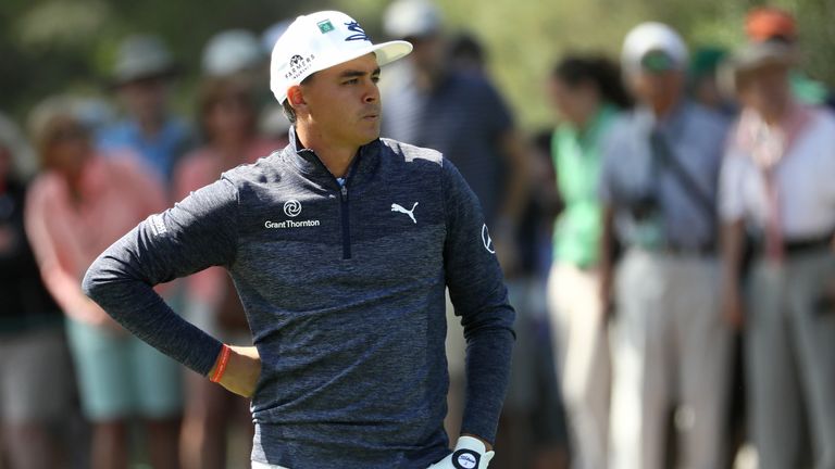 Rickie Fowler during the second round of the 2018 Masters Tournament at Augusta National Golf Club 