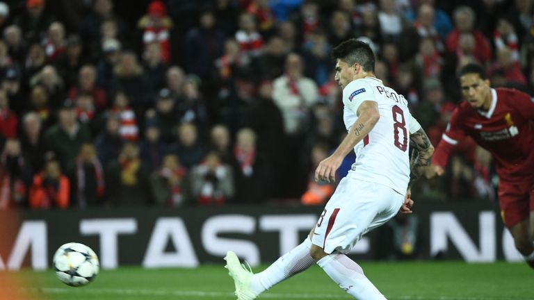 Diego Perotti pulled a second goal back for Roma from the spot