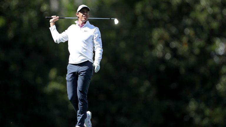 Rory McIlroy during the final round of the 2018 Masters Tournament at Augusta National Golf Club 