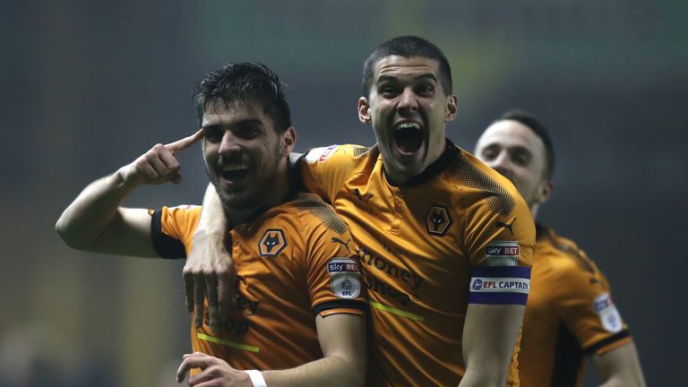 during the Sky Bet Championship match between Wolverhampton Wanderers and Derby County at Molineux on April 11, 2018 in Wolverhampton, England.