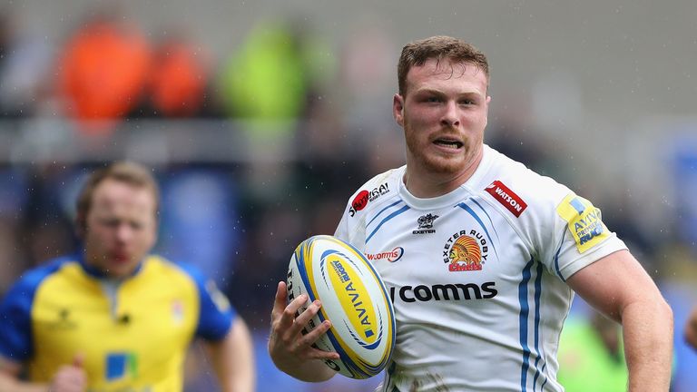 during the Aviva Premiership match between London Irish and Exeter Chiefs at Madejski Stadium on April 15, 2018 in Reading, England.