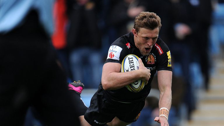 EXETER, ENGLAND - APRIL 28: during the Aviva Premiership match between Exeter Chiefs and Sale Sharks at Sandy Park on April 28, 2018 in Exeter, England. (Photo by Harry Trump/Getty Images)