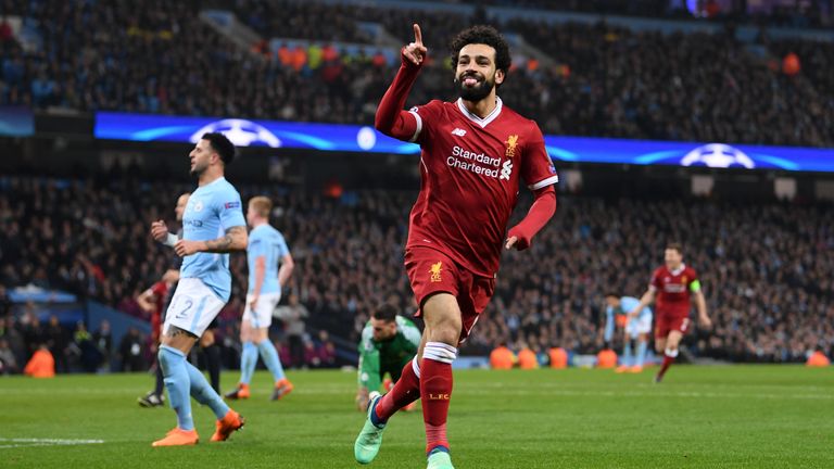 during the UEFA Champions League Quarter Final Second Leg match between Manchester City and Liverpool at Etihad Stadium on April 10, 2018 in Manchester, England.
