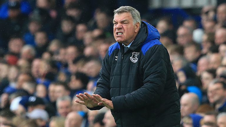Sam Allardyce calls for calm during the Premier League match between Everton and Liverpool at Goodison Park