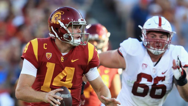 Sam Darnold at Los Angeles Memorial Coliseum on September 9, 2017 in Los Angeles, California.