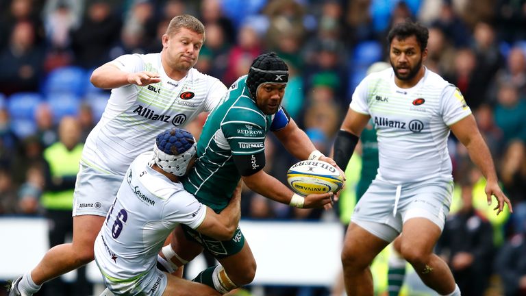 during the Aviva Premiership match between London Irish and Saracens at Madejski Stadium on April 29, 2018 in Reading, England.