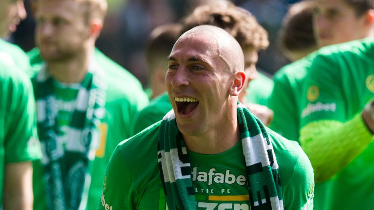 Scott Brown celebrates Celtic's title win