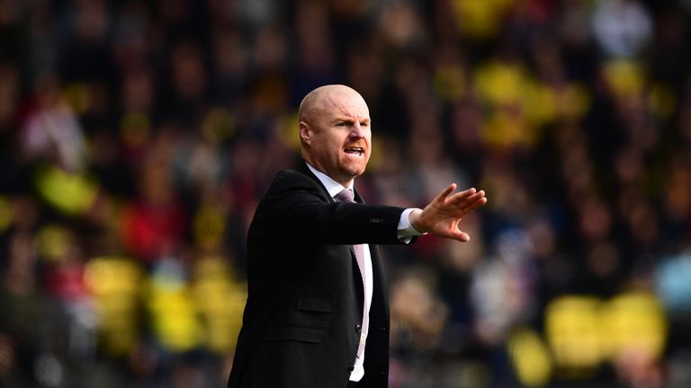 Sean Dyche during the Premier League match between Watford and Burnley at Vicarage Road on April 7, 2018 in Watford, England.