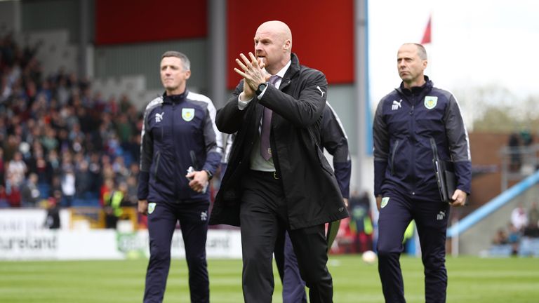 Sean Dyche during the Premier League match between Burnley and Brighton and Hove Albion at Turf Moor 