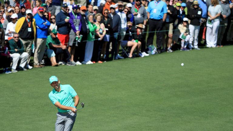 Sergio Garcia during the first round of the 2018 Masters Tournament at Augusta National Golf Club 