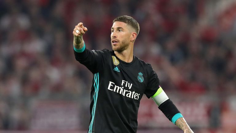 Real Madrid caption Sergio Ramos during the UEFA Champions League Semi-Final, First Leg against Bayern Munich at the Allianz Arena on April 25, 2018