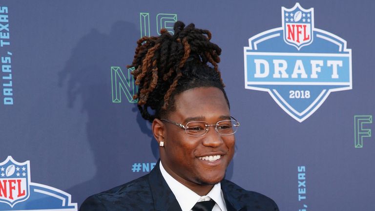 Shaquem Griffin on the red carpet prior to the start of the 2018 NFL Draft at AT&T Stadium on April 26, 2018 in Arlington, Texas.