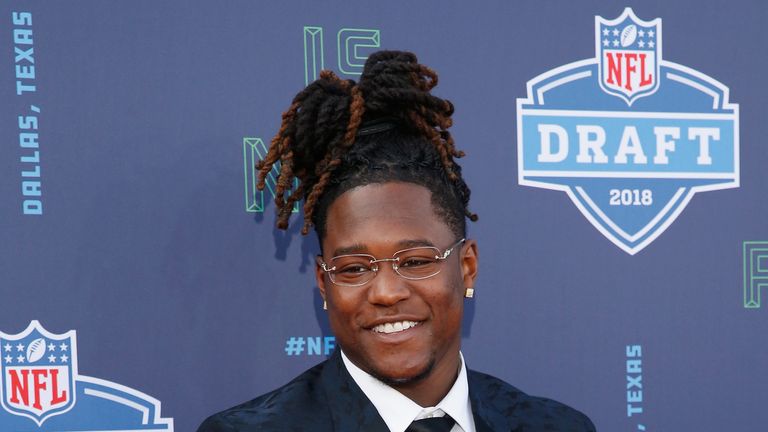 on the red carpet prior to the start of the 2018 NFL Draft at AT&T Stadium on April 26, 2018 in Arlington, Texas.