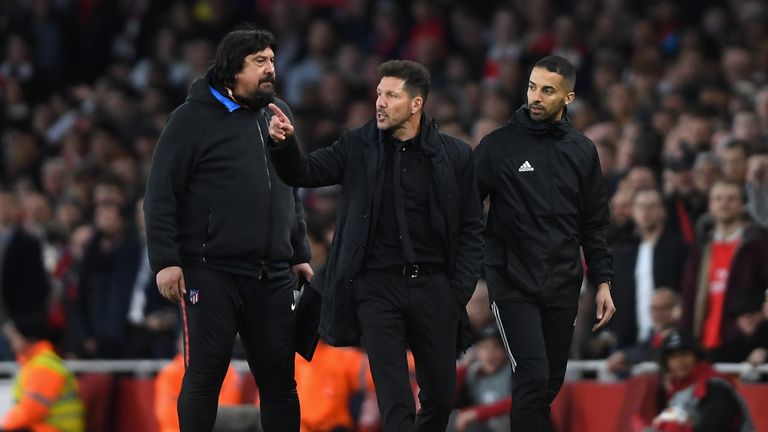 Diego Simeone was sent to he stands but his side dug deep to draw