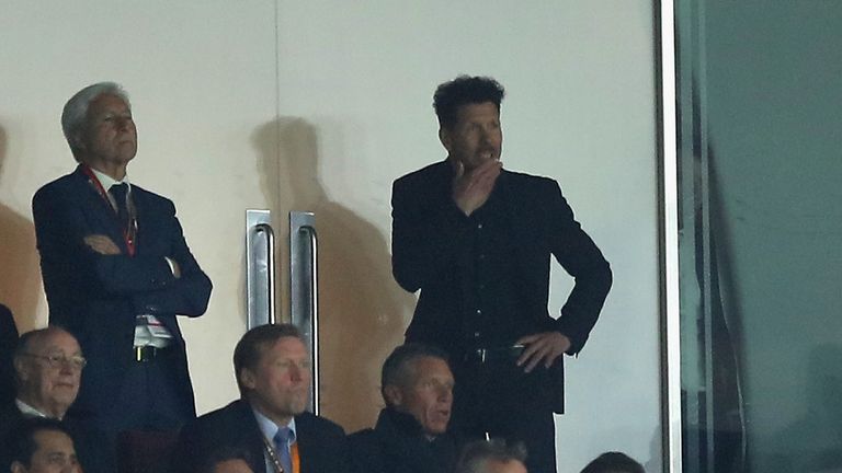 Diego Simeone watched over 75 minutes of the game from the stands