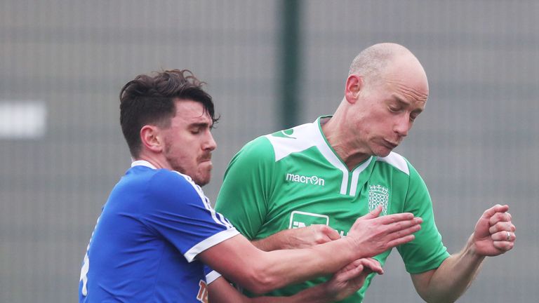 Stephen Kinnock MP of the UK Parliamentary Football Club in action against Stonewall FC