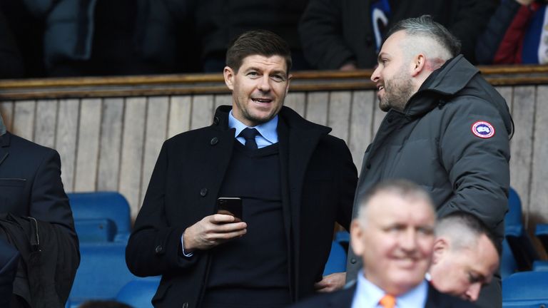 Steven Gerrard was at Ibrox to watch Rangers play Celtic in March