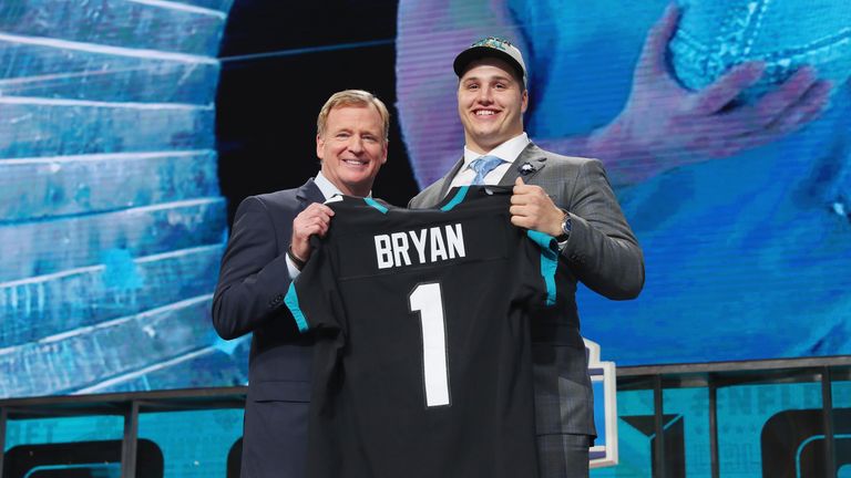 Taven Bryan during the first round of the 2018 NFL Draft at AT&T Stadium on April 26, 2018 in Arlington, Texas.