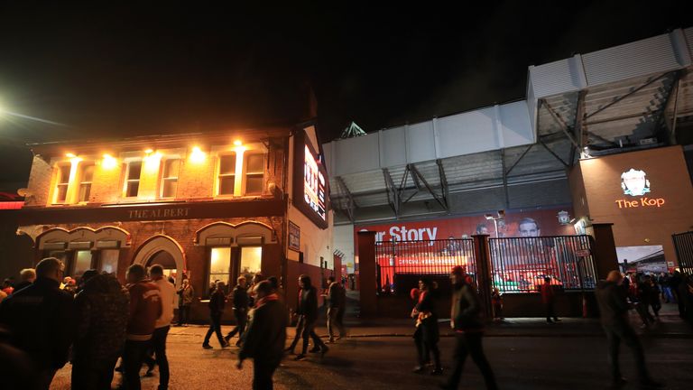 A view of The Albert pub on Walton Breck Road near Anfield after the UEFA Champions League, Semi-Final, First Leg between Liverpool and Roma