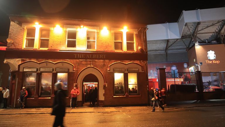 A view of The Albert pub on Walton Breck Road near Anfield after the UEFA Champions League, Semi-Final, First Leg between Liverpool and Roma