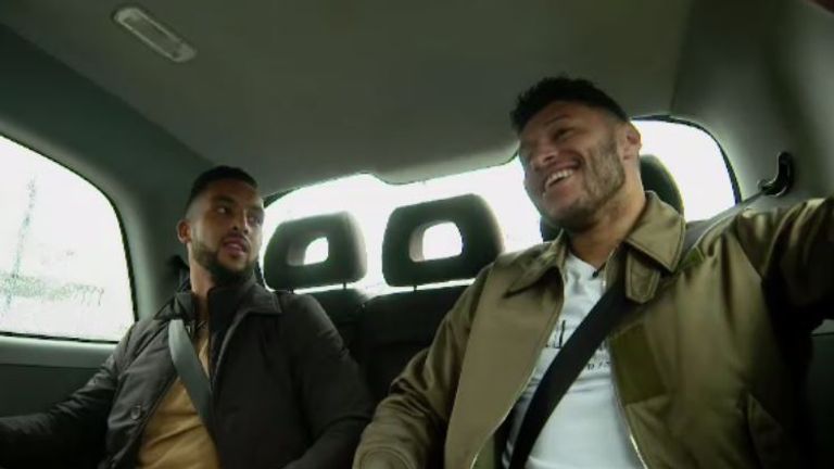 Ex-Arsenal team-mates Theo Walcott and Alex Oxlade-Chamberlain caught up during a taxi ride around Liverpool ahead of the Merseyside derby 
