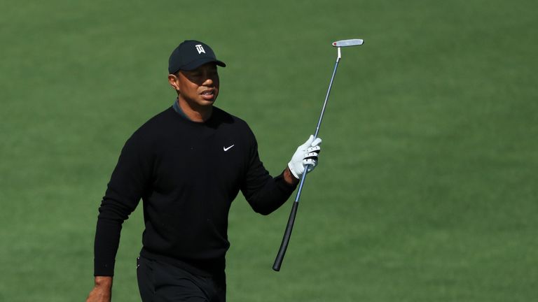 during the first round of the 2018 Masters Tournament at Augusta National Golf Club on April 5, 2018 in Augusta, Georgia.