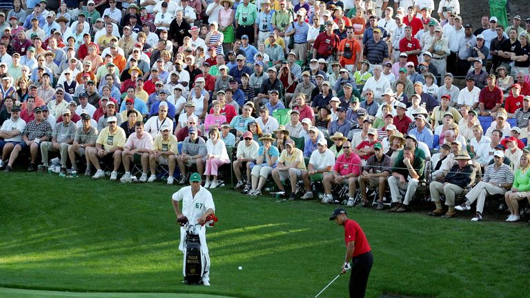 Tiger Woods' famous chip in the 16th during the final round of the 2005 Masters
