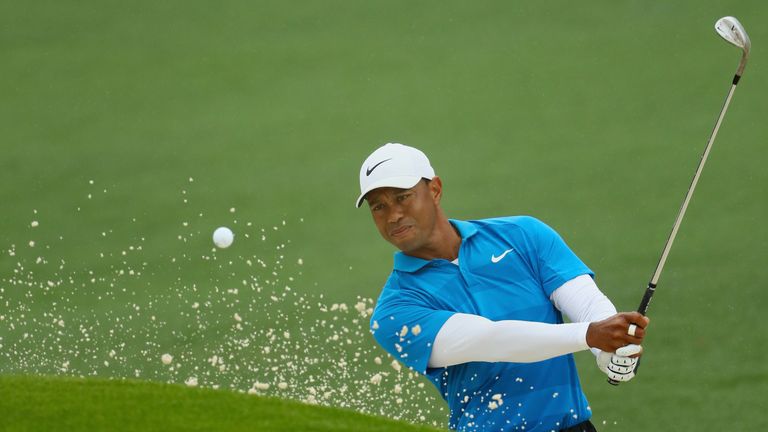Tiger Woods during the third round of the 2018 Masters Tournament at Augusta National Golf Club